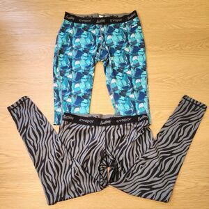 (2) Eastbay Evapor Leggings Women XL Running Workout Joggers Gray Swirl Blue Geo